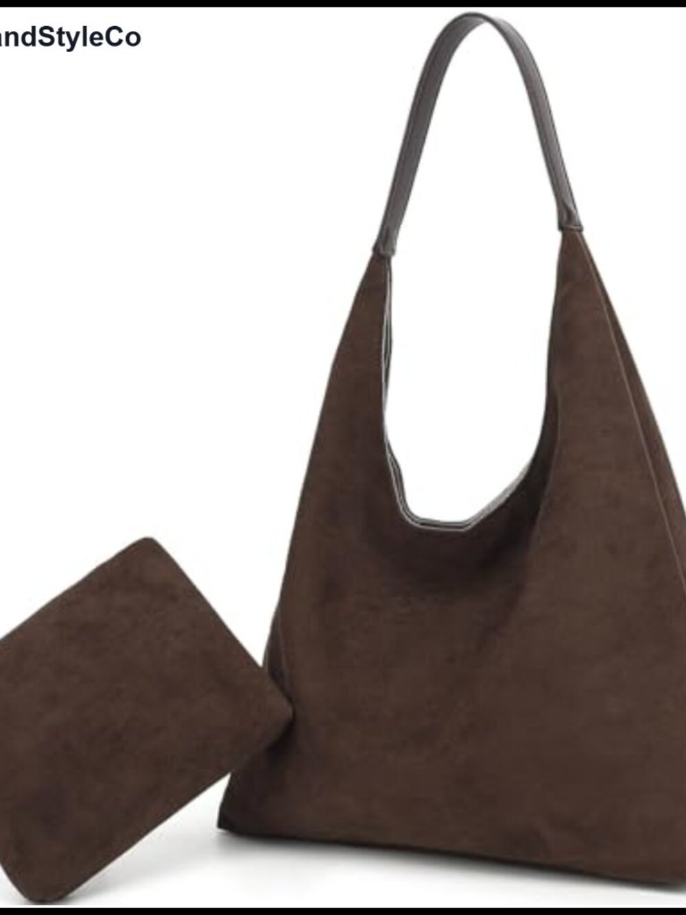 Women's Suede Slouchy Hobo Tote Bag with Removable Pouch